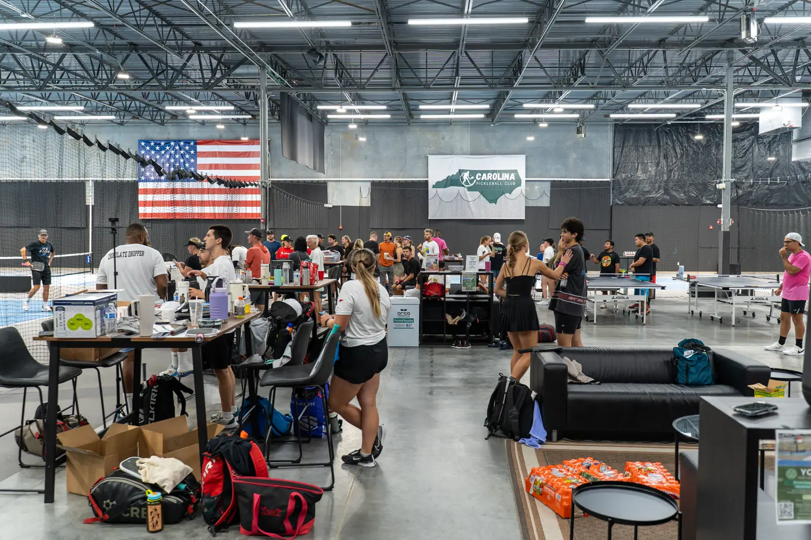 The welcoming check-in area at Carolina Pickleball Club.