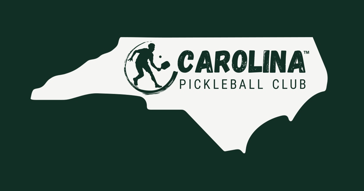 Carolina Pickleball Club Brand Kit 2.0 social artwork with the smooth North Carolina silhouette, 1200 by 630 pixels